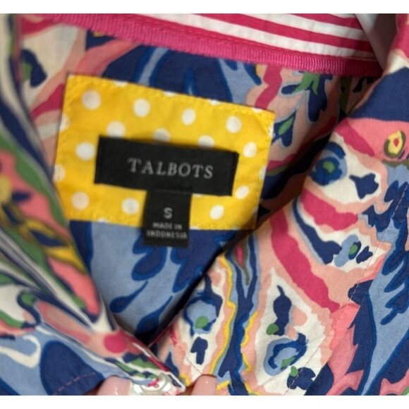 Talbots Pink Blue Paisley Print Button-up Blouse Top, Size Small, Color-block - Picture 8 of 8